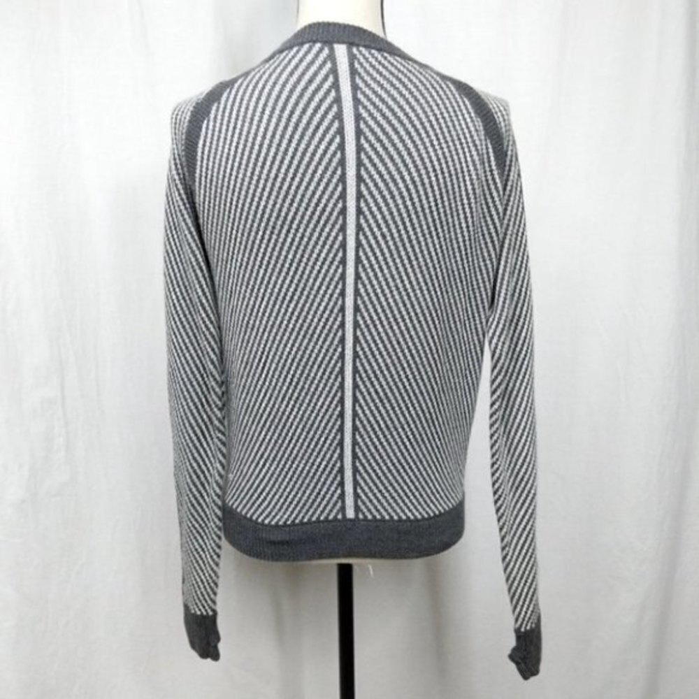 Lululemon Cotton Devi Gray White Striped Sweater 4 - Picture 2 of 5